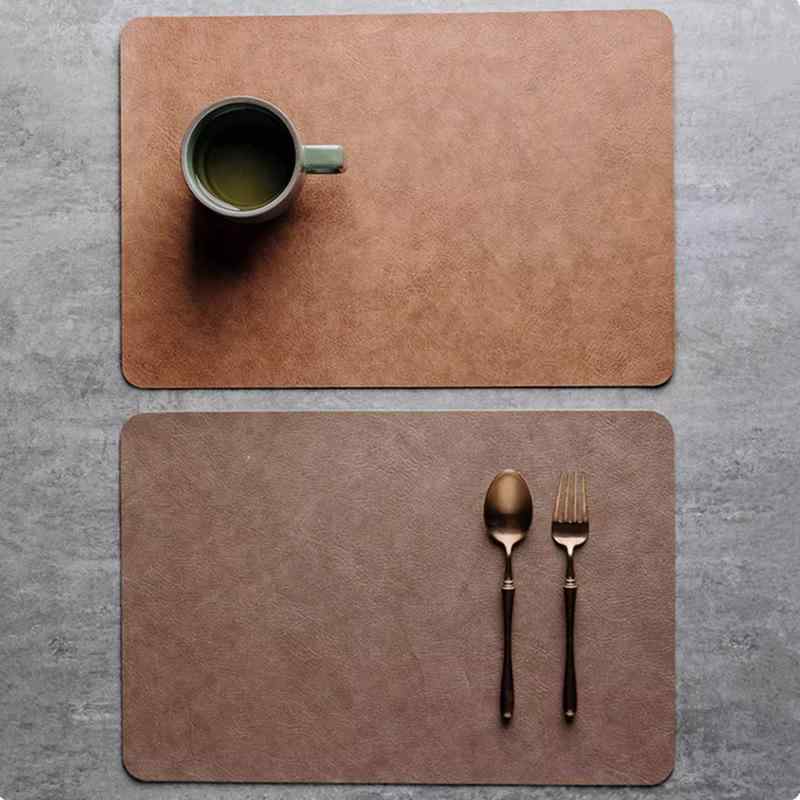 ランチョンマット プレイスマット 食卓マット 防水 撥水 防汚 断熱 耐熱 滑り止め PUレザー 合皮 フェイクレザー レザー調 スクエア リバーシブル 無地 北欧スタイル ダイニング 食卓用