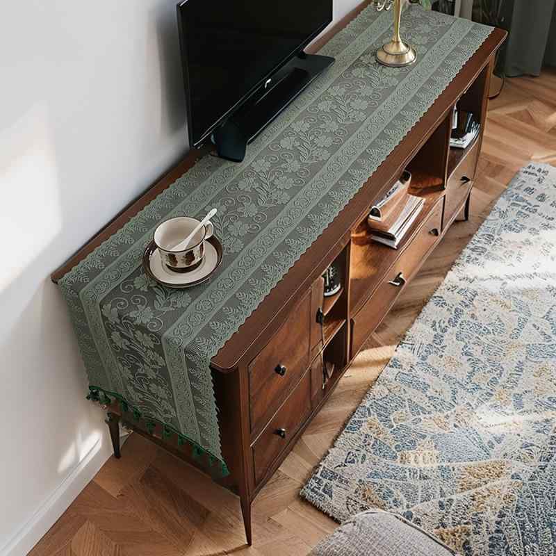 テーブルランナー アメリカンヴィンテージ風 レトロ ライトラグジュアリー 高級感 レース編み 透かし ..