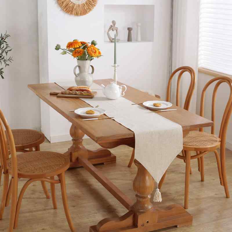 テーブルランナー 北欧 シンプル 亜麻 無地 ポリエステル ラミー 混紡 リビング ダイニング テレビ台 ..