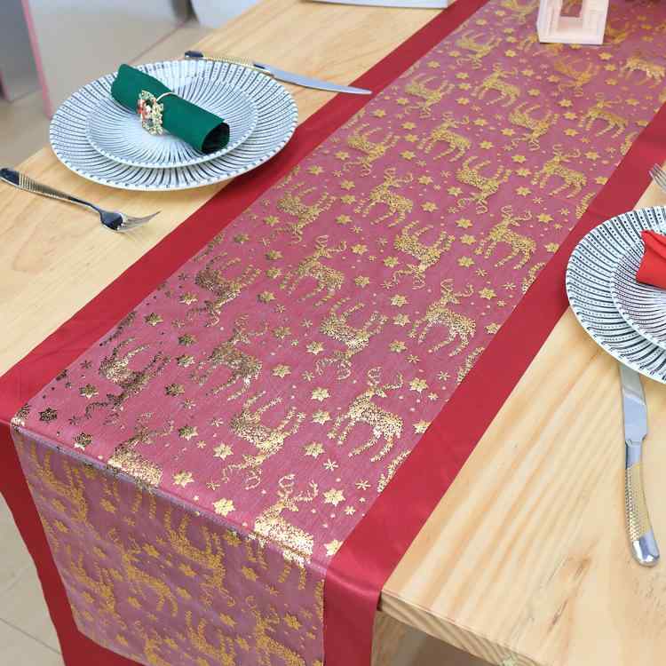 テーブルランナー クリスマス フレンチ レトロ ヨーロピアン レース 透かし編み シースルー 箔押し ト..