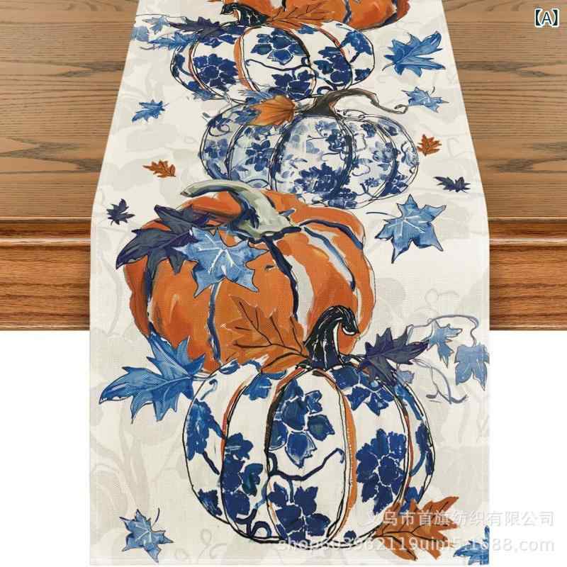 テーブルランナー テーブルセンター 北欧風 アメリカン 秋冬 感謝祭 サンクスギビング カボチャ パンプ..