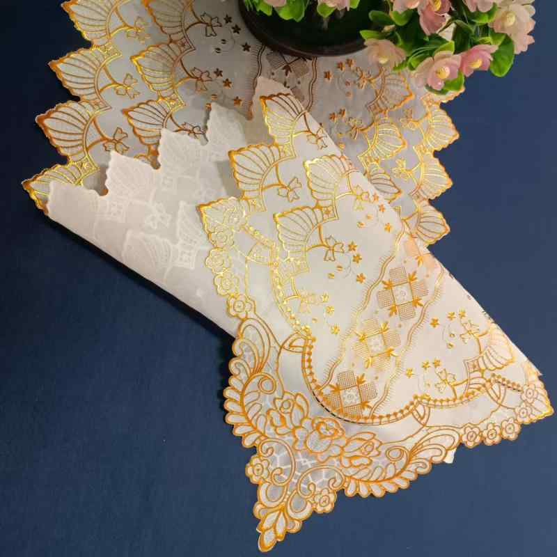 テーブルランナー 北欧スタイル シンプル ホットスタンピング 星柄 ひし形エッジ PVC素材 防水 防汚 ダ..