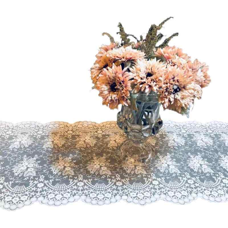 テーブルランナー 北欧風 フレンチレース ホワイト 透かし編み テーブルクロス サイドボード テレビボード チェスト 飾り棚 マルチカバー 防塵