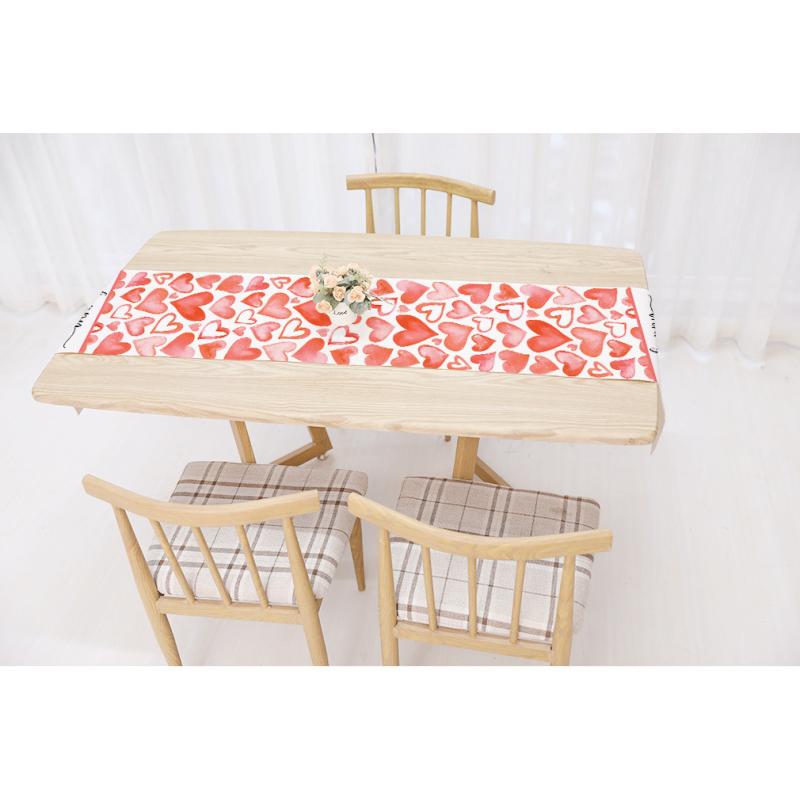 テーブルランナー ハート柄 麻 リネン ポリエステル ホワイト モダン シンプル 北欧風 ダイニング 食卓..