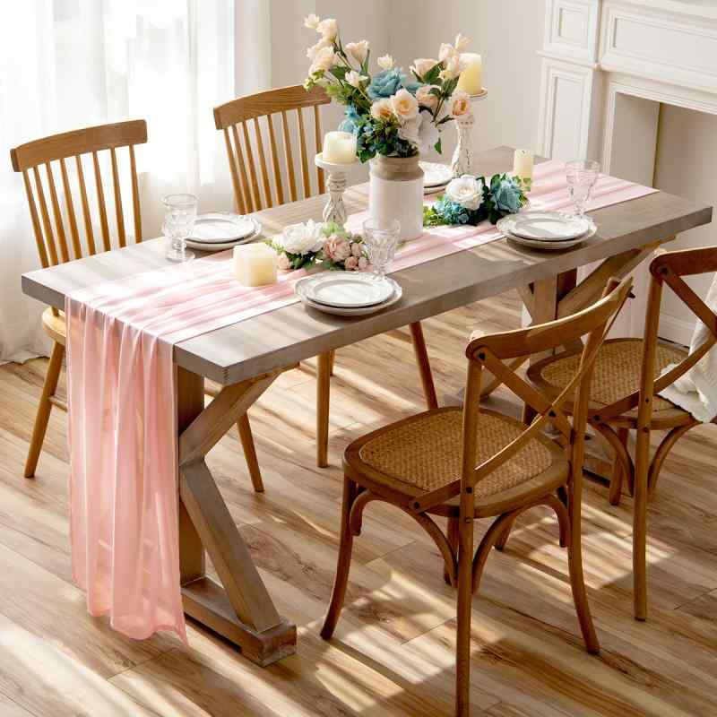 テーブルランナー シフォン ホワイト 白 ポリエステル 無地 欧風 北欧風 シンプル モダン エレガント ..