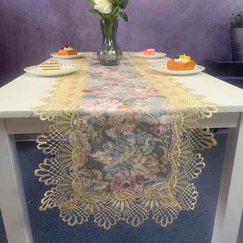 テーブルランナー ヨーロピアンクラシック レース ジャガード織り 花柄 高級感 長方形 ポリエステル製 家庭用 リビング ダイニング コーヒーテーブル テレビ台 防塵カバー ほこりよけ