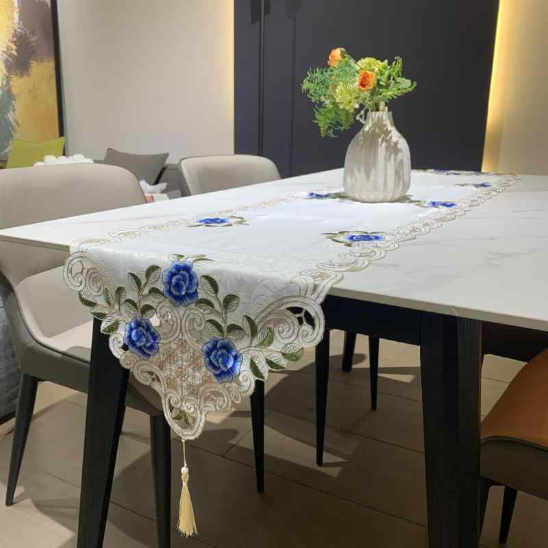 テーブルランナー テーブルセンター 欧風 ヨーロピアン 刺繡 花柄 レース ポリエステル ファブリック 家庭用 コーヒーテーブル ダイニング リビング 装飾