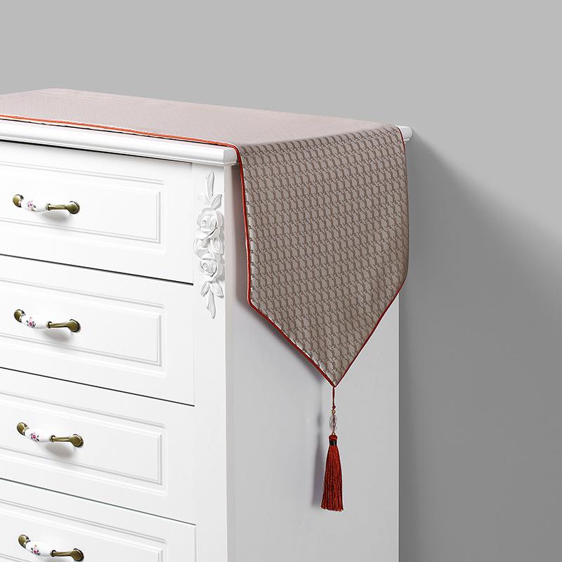 テーブルランナー 千鳥格子柄 現代的 シンプル 欧風 ポリエステル製 ダイニングテーブル コーヒーテーブル リビング 食卓 装飾 オレンジ