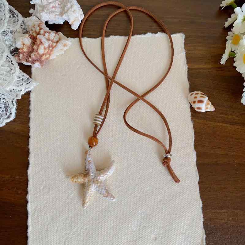 ネックレス レディース マラードカラー ヒトデ スターフィッシュ ロングペンダント 普段使い デイリー..