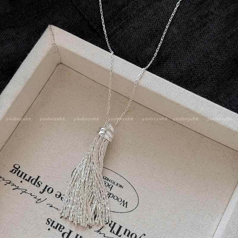 ネックレス 女性用 シルバー タッセル ロング 鎖骨ネックレス 個性的 スウェット トレーナー アクセサ..