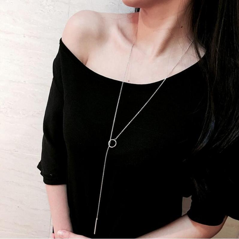 ネックレス レディース 日韓トレンド ファッション シンプル 幾何学 ロング 長さ調節可能 上品 華奢 普段使い オフィス デート パーティー エレガント 銅製 電気メッキ加工