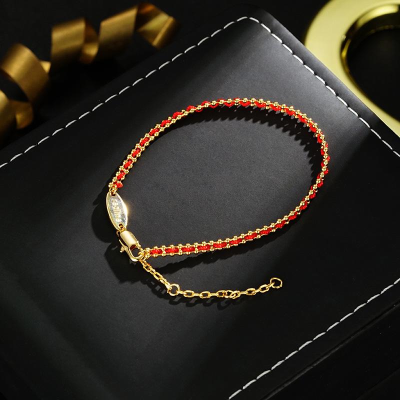 ブレスレット 男女兼用 レッド 銅製 電気メッキ加工 サイズ調整可能 高級感 上品 シンプル ペア カップル お守り 開運 普段使い ファッション 腕輪 アクセサリー