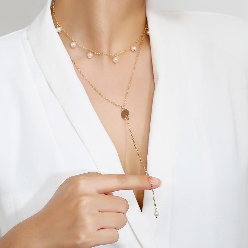 ネックレス レディース 多層 パール タッセル スパンコール 欧米風 上品 シンプル ビジネス オフィス ..