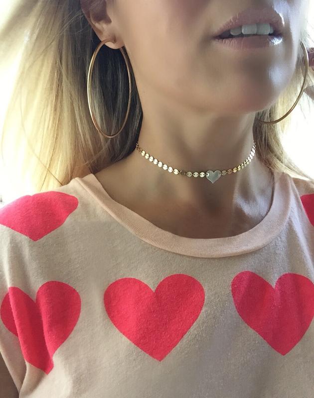 ネックレス レディース 女性用 欧米風 レトロ シンプル 個性的 ハートモチーフ スパンコール 合金製 銅..