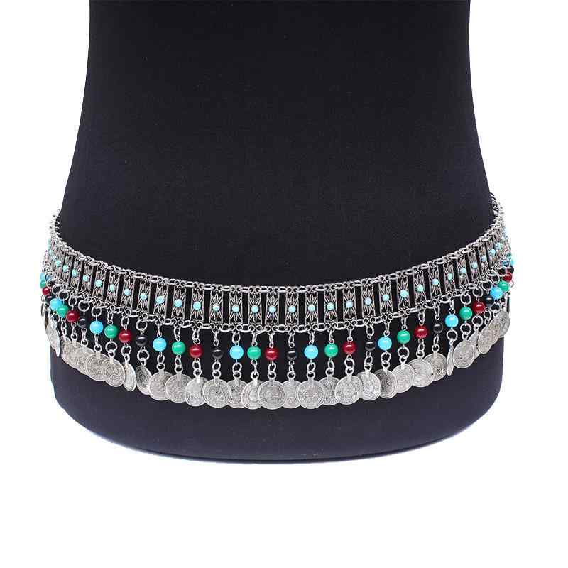 ウエストチェーン レディース ボヘミアン エスニック 民族調 コイン フリンジ タッセル メタル 彫金 合金製 アンティークシルバー ベルト リゾート ビーチ フェス カジュアル ファッション小物 アクセサリー