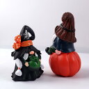 置物 ハロウィン 収穫祭 パンプキン夫婦 ノーム人形 ドワーフ像 小人 かわいい 手作り 樹脂製 インテリア飾り ホームデコレーション オブジェ 魔女 魔法使い...