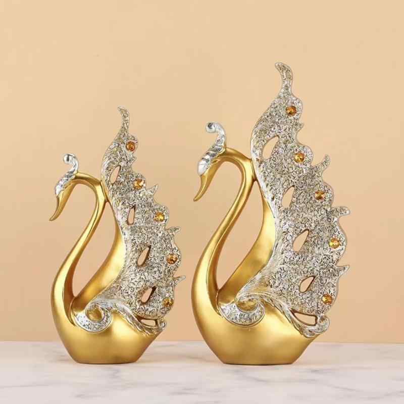 置物 カップル スワン ペア 白鳥 モダンラグジュアリー 中国風 高級感 樹脂製 リビング 玄関 オフィス ..