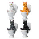 猫フィギュア 4点セット トイレ座り子猫 ねこ かわいい ガーデニング インテリア デスク飾り オブジェ ドール オーナメント プラスチック 樹脂
