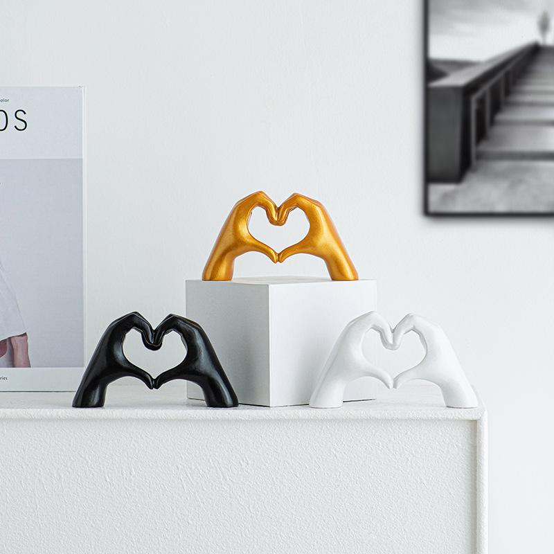置物 樹脂製 ゴールド ハート ハンドサイン オブジェ モダンクリエイティブ インテリア雑貨 リビング ..