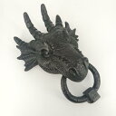 ドアノッカー ゴシック ドラゴンヘッド 樹脂製 彫刻 オブジェ 門扉 玄関 壁飾り ブラック アンティークゴールド レトロ クラシック ウォールデコレーション