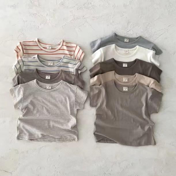 Tシャツ ベビー キッズ 子供服 男女兼用 ユニセックス 半袖 トップス 綿 コットン クルーネック 韓国 ..