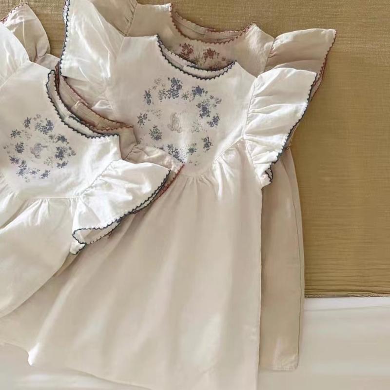 ロンパース ベビー 男の子 女の子 半袖 薄手 コットン 刺繍 パフスリーブ フリルスリーブ 夏物 赤ちゃん カバーオール 肌に優しい 韓国子供服 普段着 アイボリー ライトピンク