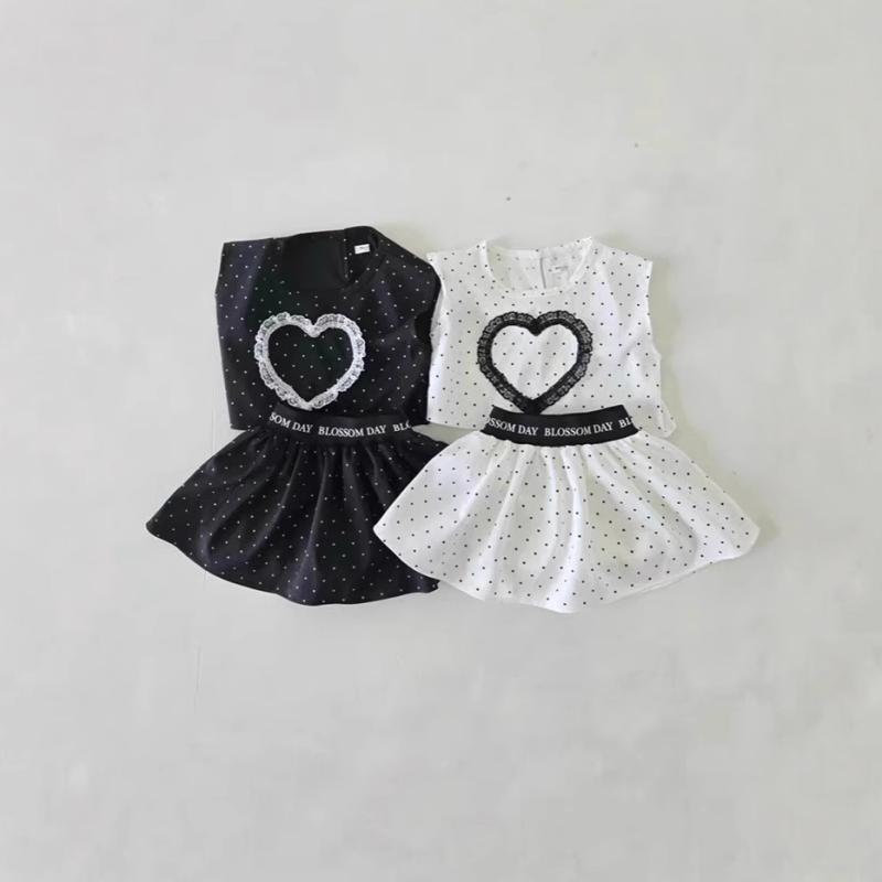 子供服 女の子 ベビー服 夏 韓国 ゆったり ルーズ ゴムウエスト ドット柄 タンクトップ ミニスカート ..