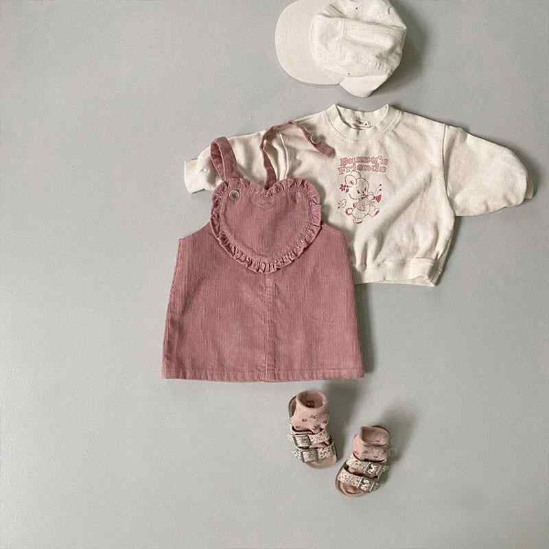 ジャンパースカート キッズ 女の子 ベビー 子供服 韓国 ハート柄 かわいい 甘い ガーリー ノースリーブ サロペットスカート オールシーズン 綿素材 ウォッシュ加工 1歳 2歳 3歳 幼児 ピンク アイボリー デニムワンピース