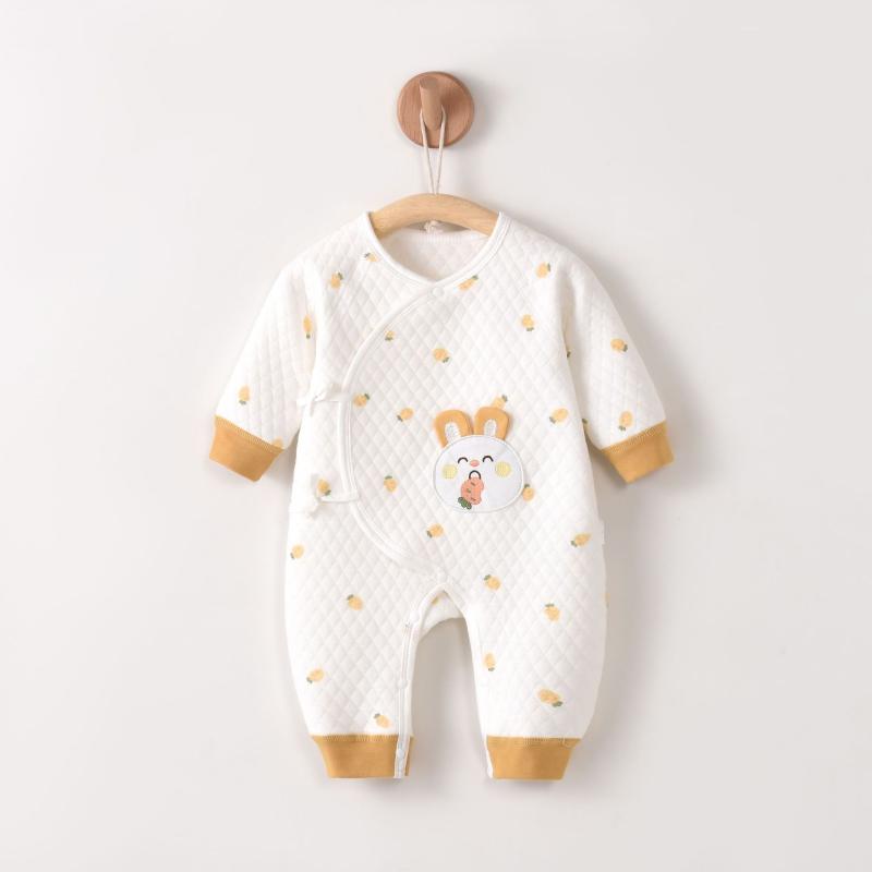 ロンパース ベビー 赤ちゃん 新生児 男の子 女の子 春秋 パジャマ ねまき 打ち合わせ 前開き 脇開き 和..