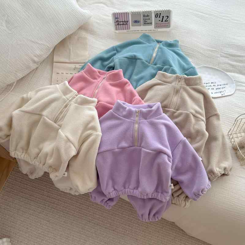 ジャージ ベビー 男の子 女の子 男女兼用 韓国 セットアップ 裏起毛 フリース コットン コーデュロイ ..