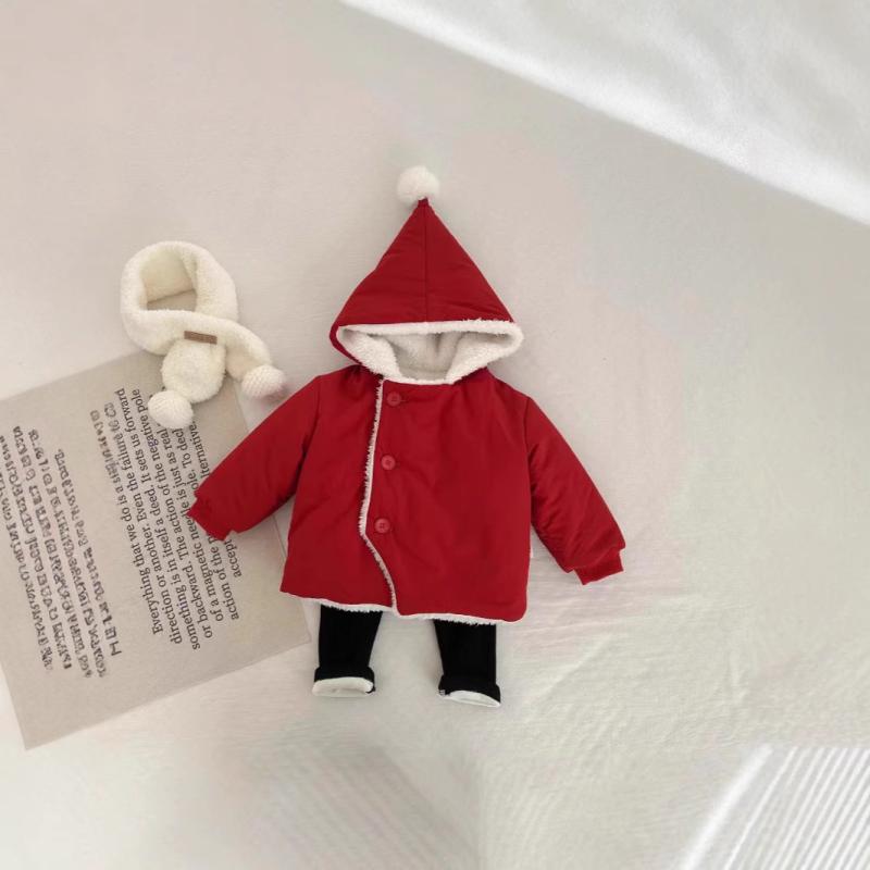 中綿ジャケット ベビー服 キッズ 男の子 女の子兼用 フード付き 裏起毛 厚手 アウター コート 保温 防風 暖かい 無地 コットン 柔らかな肌触り 韓国 秋冬...