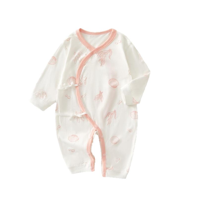 ロンパース ベビー 新生児 袴ロンパース 夏物 薄手 再生繊維 前開き 股開き カバーオール お宮参り 退..