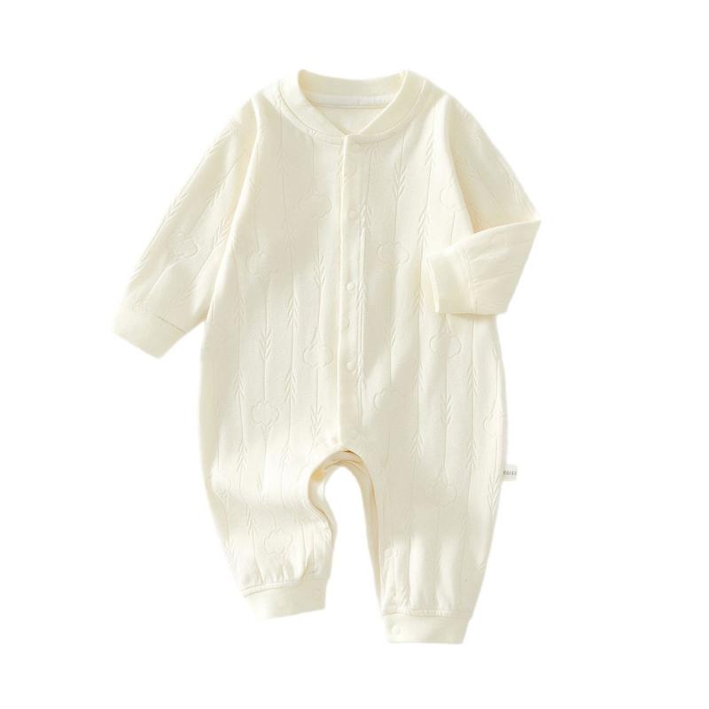 ロンパース ベビー 新生児 男の子 女の子 長袖 綿 ふわふわ やわらか 肌触り カバーオール パジャマ ねんね着 肌着 前開き スナップボタン 着替えやすい 春秋 シンプル ベーシック 赤ちゃん服 出産祝い ギフト 男女兼用
