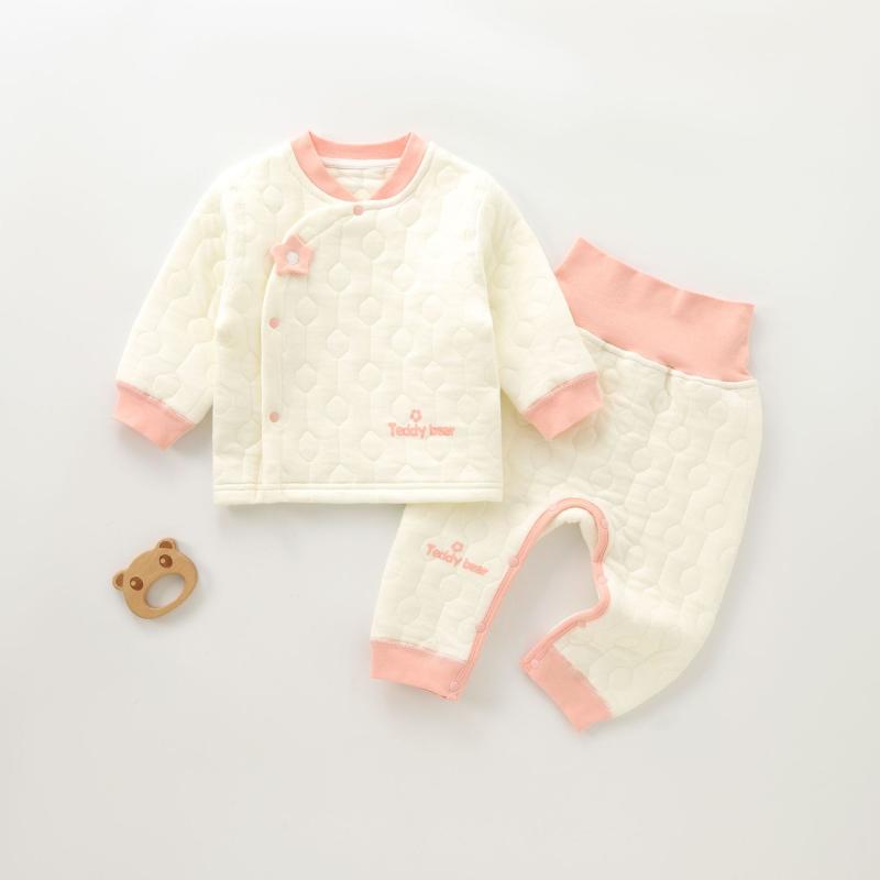 ベビーウェア ベビー 赤ちゃん 幼児 防寒 保温 上下セット 2点セット 中綿入り キルティング 綿 お正月服 祝い着 初詣 年賀状撮影 着脱簡単 秋冬 冬物 キャラクター 動物柄