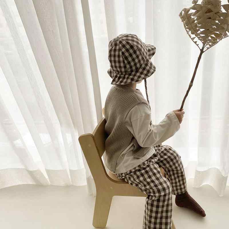 キッズ パンツ ベビー 幼児 男の子 女の子 男女兼用 綿 コットン 織り綿 格子柄 チェック柄 カジュアル ロングパンツ ゴムウエスト 柔らかい 肌触り 普段着 外出着 デイリー 春秋 オールシーズン 韓国