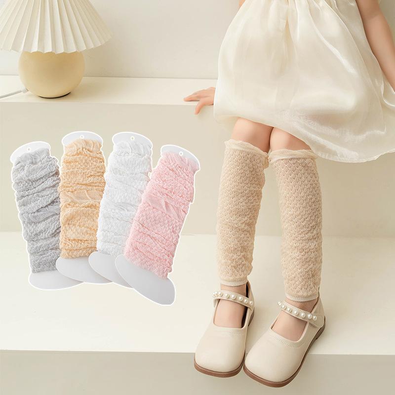 ソックス ベビー 女の子 春夏 薄手 ロング丈 メッシュ 通気性 吸湿速乾 締め付けない 蚊よけ 膝当て 綿 コーマ綿 かわいい 白 グレー ピンク カーキ レッグウォーマー