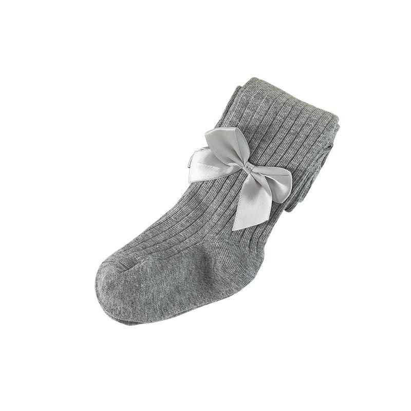 タイツ キッズ 女の子 ベビー 赤ちゃん 幼児 春秋 薄手 大きめリボン 無地 肌に優しい 通気性 吸湿速乾 ゆったりお尻 レギンス ホワイト グレー ピンク ベージュ ブラック