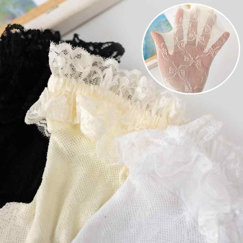 ソックス 女の子 ロリータ JKスタイル ニーハイ レース フリル リボン ホワイト ブラック ベージュ か..