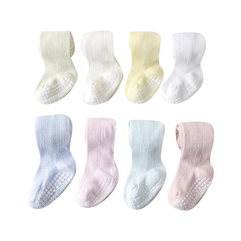 タイツ 女の子 ガールズ ベビー 幼児 春夏 薄手 メッシュ 無縫製 滑り止め付き コットン 精紡綿 通気性 吸湿速乾 プリンセス風 かわいい ダンス バレエ 発表会 レギンス 白 ピンク 水 緑 黄