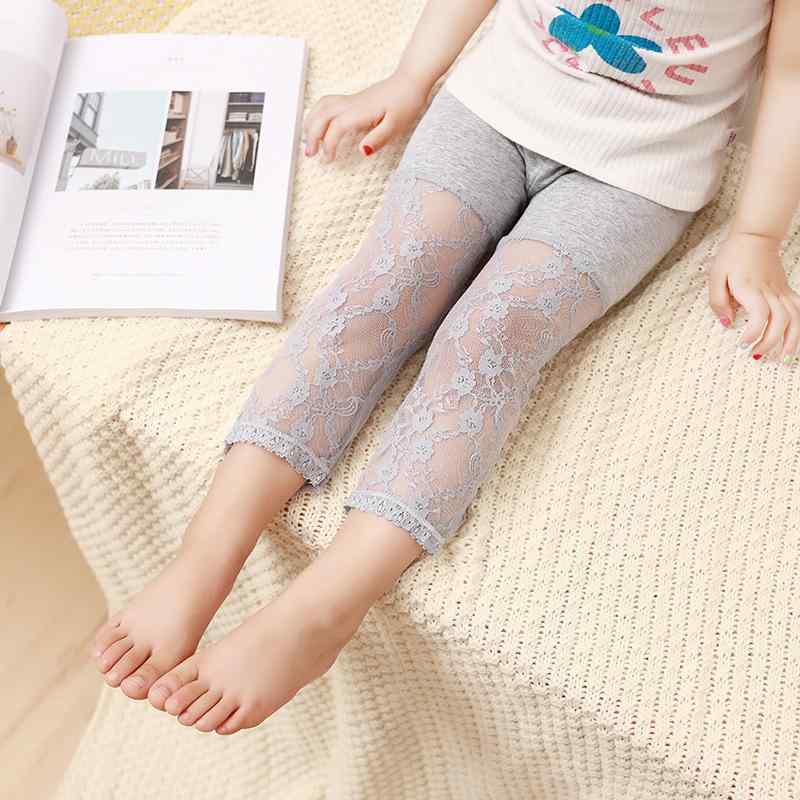 レギンス 女の子 ガールズ キッズ 子供 七分丈 クロップド丈 スパッツ モダール コットン 綿混 薄手 軽量 涼しい レース 切り替え 花柄 虫よけ 防虫 春夏 普段使い ルームウェア 白 ピンク グレー 黒