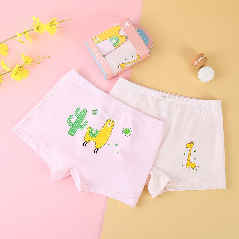 ショーツ 女の子 キッズ 綿 コットン プリント ボクサー スタンダード 吸湿速乾 通気性 快適フィット 食い込まない 小学生 中学生 ジュニア 普段使い 部屋着 スクールインナー 2枚組 4枚組