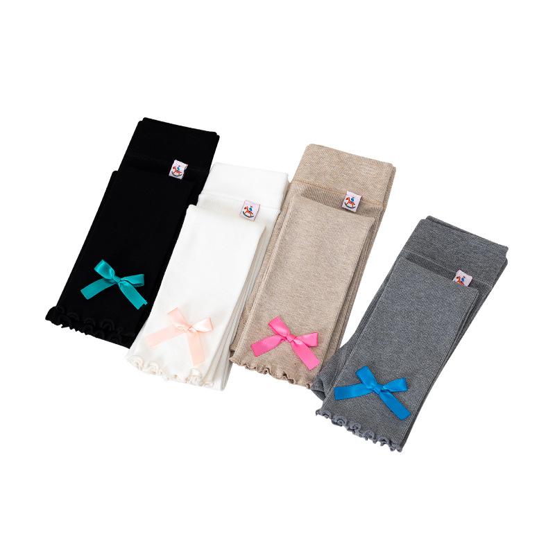 レギンス 女の子 キッズ ベビー 春秋 9分丈 クロップド丈 おしゃれ かわいい リボン 蝶結び 外出用 普..