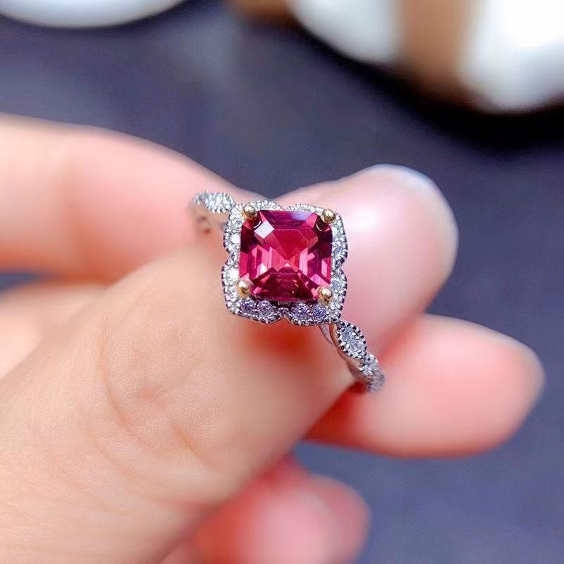 指輪 レディース 純銀製 透輝石 枕型 ピローカット フリーサイズ オープンリング シルバーカラー 幾何..