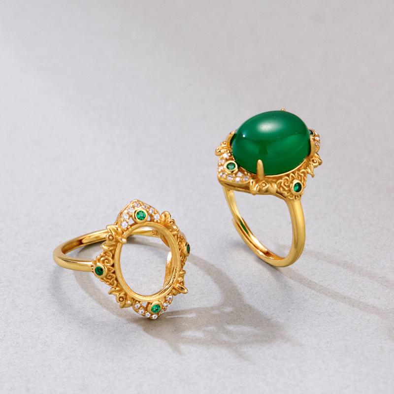 リング レディース 女性用 シルバー ゴールドメッキ 卵型 オーバル 爪留め 高級感 上品 エレガント オ..