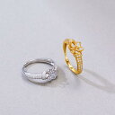 指輪 レディース シルバー 金メッキ オープンリング 空枠 サイズ調整可能 石なし 上品 繊細 ファッション 上質 カジュアル オフィス 普段使い ギフト プレ...