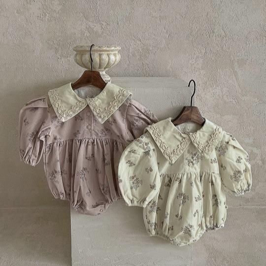 ロンパース カバーオール 女の子 ベビー 女児 赤ちゃん コーデュロイ コットン 綿 小花柄 フラワー柄 ..