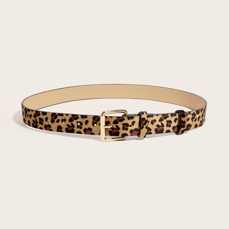 レディース ベルト 韓国 おしゃれ PUレザー アニマル柄 ヒョウ柄 カウ柄 細ベルト ピンバックル シンプル レトロ デニム ジーンズ カジュアル 普段使い