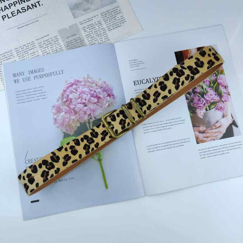 ベルト レディース 女性用 ヒョウ柄 ブラウン レトロ ヴィンテージ風 PUレザー 革ベルト ウエストベル..