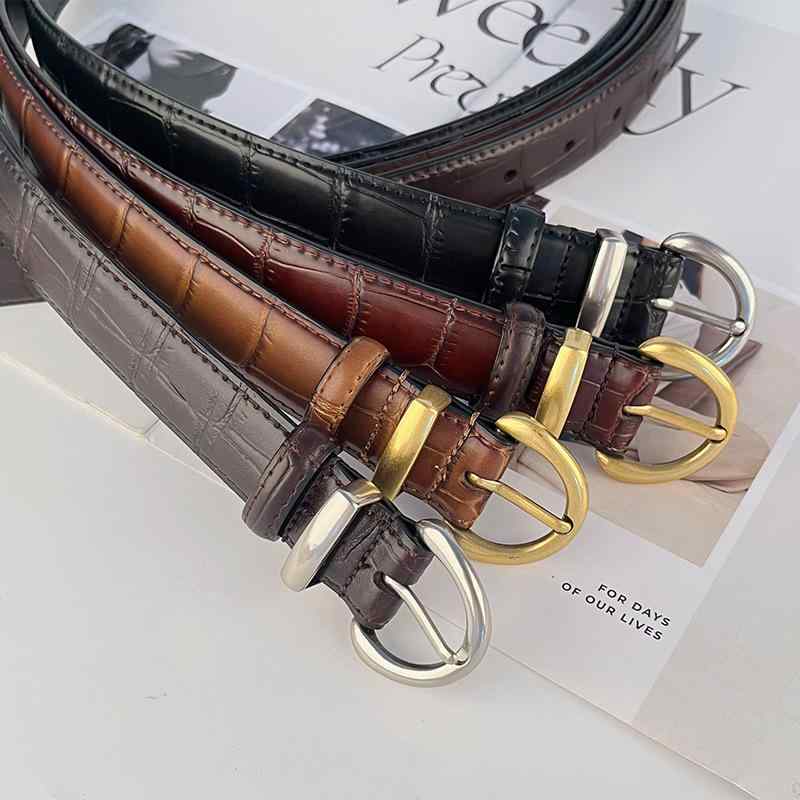 ベルト レディース クロコダイル柄 牛革 本革 レトロ カジュアル ストリートファッション デニム ジー..