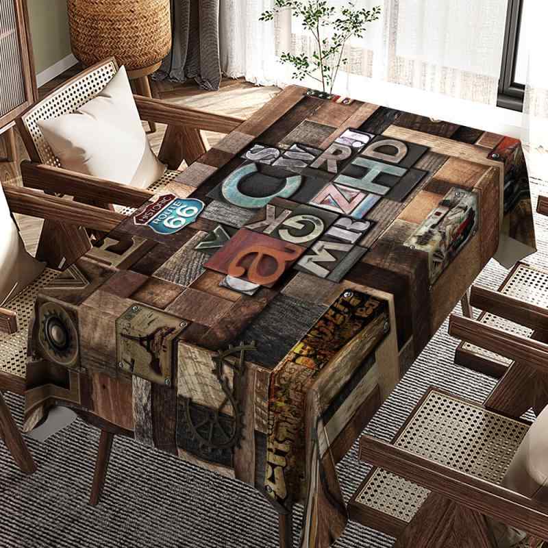 テーブルクロス レトロ インダストリアル風 PVC 防油 防水 バー カフェ ダイニング 食卓 デスク用 アメリカン ライトラグジュアリー インテリア 長方形 防汚 お手入れ簡単